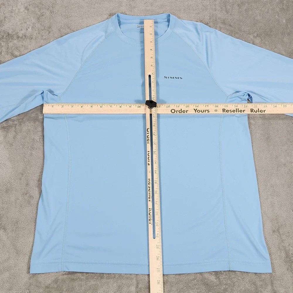 Simms SolarFlex Shirt Mens Medium Blue Long Sleeve Fishing UPF 50 Sun Protection - Picture 9 of 13